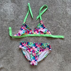 Cat & Jack Girls Rainbow Tropical Bikini‎ Swimsuit Set Size 7/8